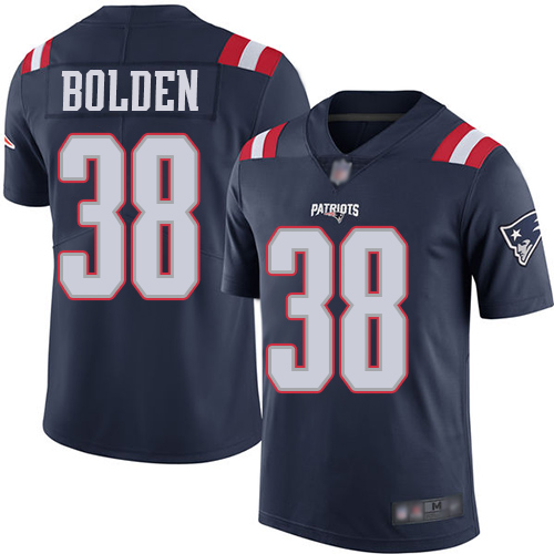 New England Patriots Football #38 Rush Vapor Limited Navy Blue Men Brandon Bolden NFL Jersey->youth nfl jersey->Youth Jersey